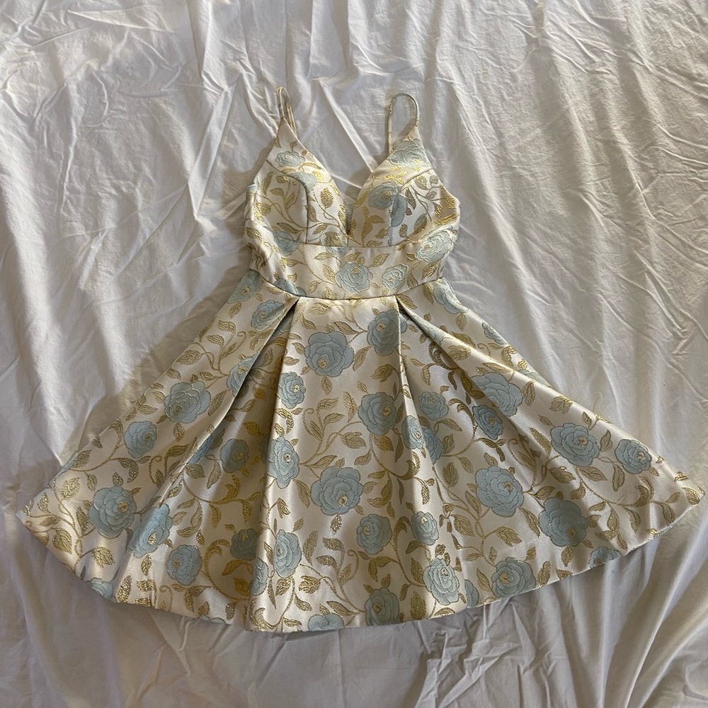 blue and gold homecoming dress